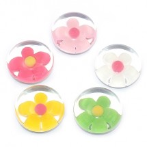 원형 볼록 투명 꽃 플라스틱 장식(한개)C4-10