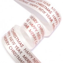 흰색공단/빨강박영문 고딕체(크리스마스리본)