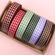 넓은체크 리본 (6색Set)-1마